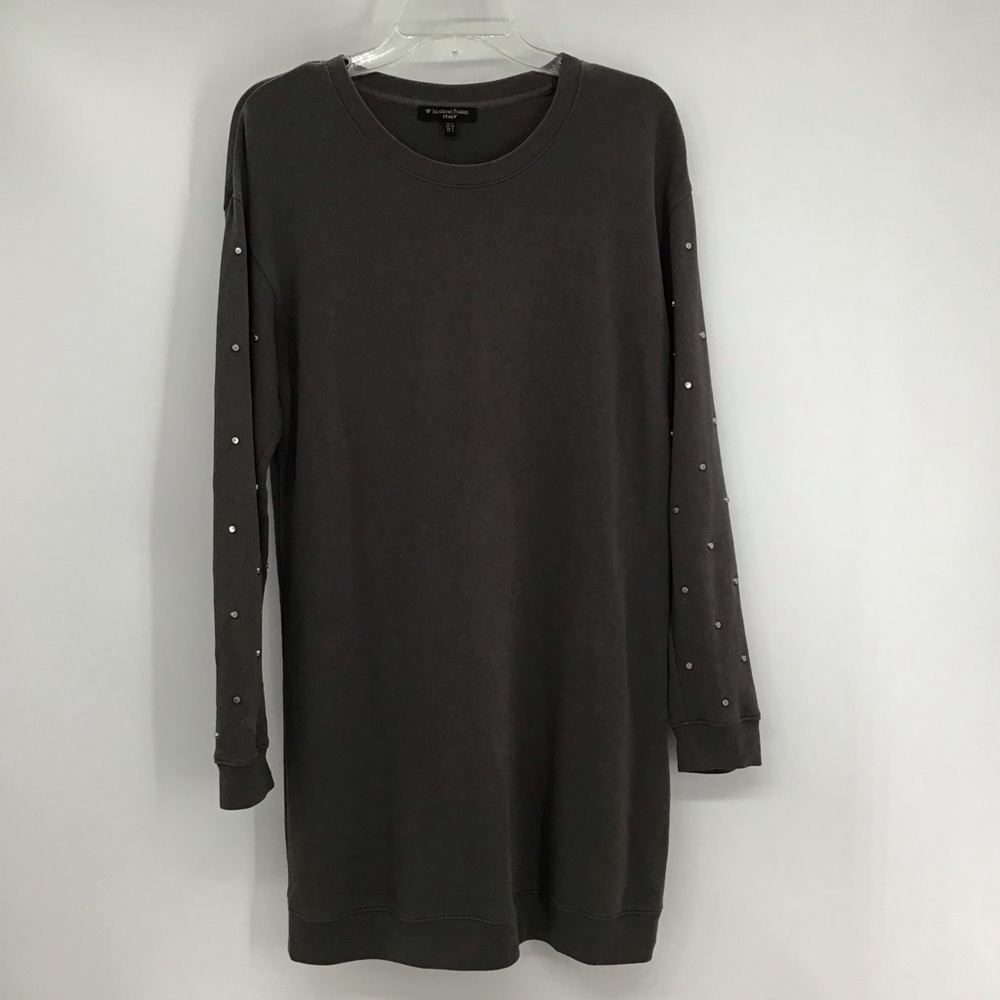 Massimo Fabbro Made In Italy Sweatshirt Style Mini Dress Gray/Green Size Small